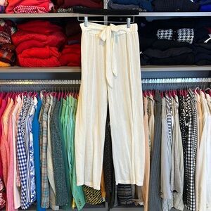 Tropical Escape white tie front elastic waistband cover up pants size S